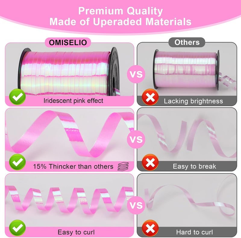 OMISELIO Light Pink Curling Ribbon - 500 Yard Iridescent Pink, Gift Wrapping Ribbon for Baby Shower, Wedding, Birthday - Image 4